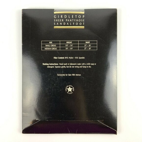 Saks Fifth Avenue Pantyhose Size A Gunmetal Gray Girdletop Sheer Sandalfoot - Picture 2 of 2